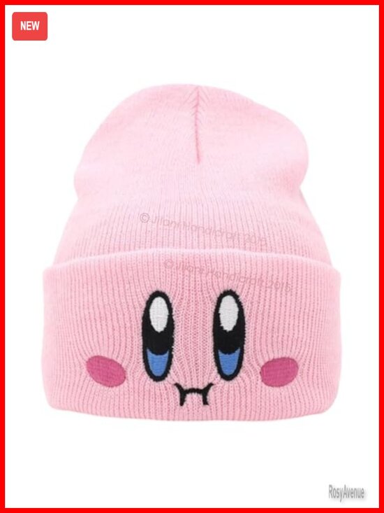 Embroidered Cute Face Anime Beanie Hat for Adults Winter Warm Knit Acrylic main image 6
